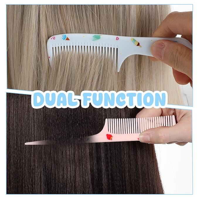 6Pcs Baby Comb Set, Small Cute Fine Tooth Toddler Comb & Rat Tail Baby Combs for Styling, Plastic Parting Combs for Girl Wet Dry Hair