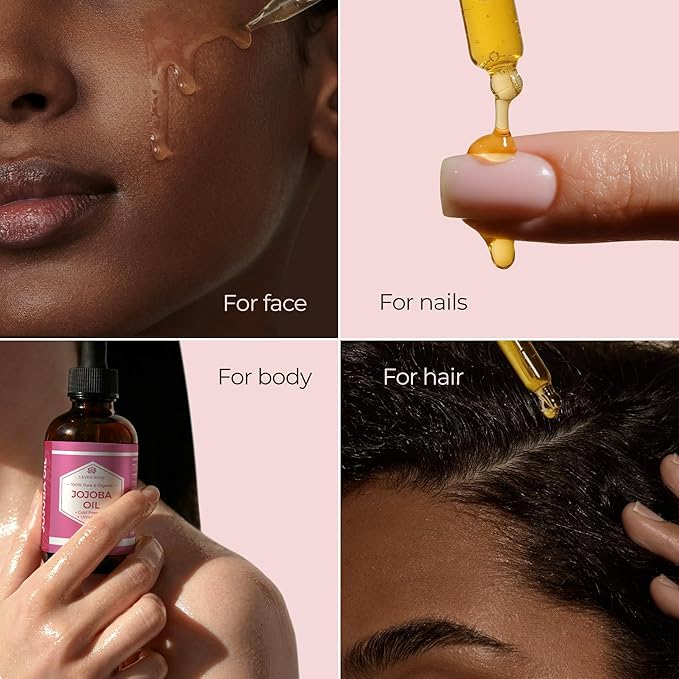 Leven Rose Jojoba Oil Organic, Pure Cold Pressed Natural Unrefined Moisturizer for Skin Hair and Nails 4 oz