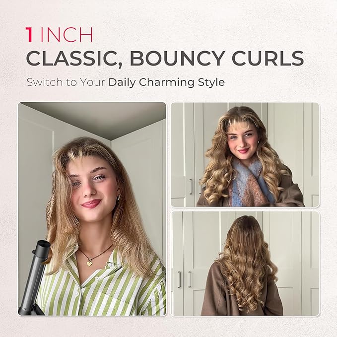 TYMO Curling Iron Set - 1/2, 1, 1 1/2 Inch Professional Ceramic Hair Curler for Spiral Curls & Beach Waves, Ionic Curling Wand for Women Short/Long Hair, Fast Heating, Dual Voltage & 5 Temps, Black