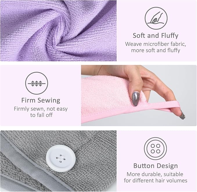Microfiber Hair Towel Hair Wrap: 2 Pack 10X26 Hair Dryer Towels for Women Absorbent Turban Twist Hair Drying Shower Cap Curly Hair Products for Hair Care Hair Accessories (01 5-Pcs Multicolor)