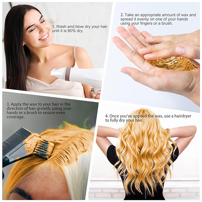 Temporary Gold Hair Spray Color Wax 4.23 oz, Golden Instant Natural Hairstyle Cream Dye, Disposable Coloring Mud for Men Women Youth, Washable Styling Pomades, Party Cosplay DIY Halloween