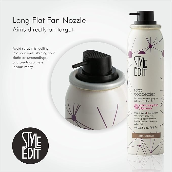 Style Edit Root Concealer Touch Up Spray | Instantly Covers Grey Roots | Professional Salon Quality Cover Up Hair Products for Women |Light Brown 2 Ounce (Pack of 3)