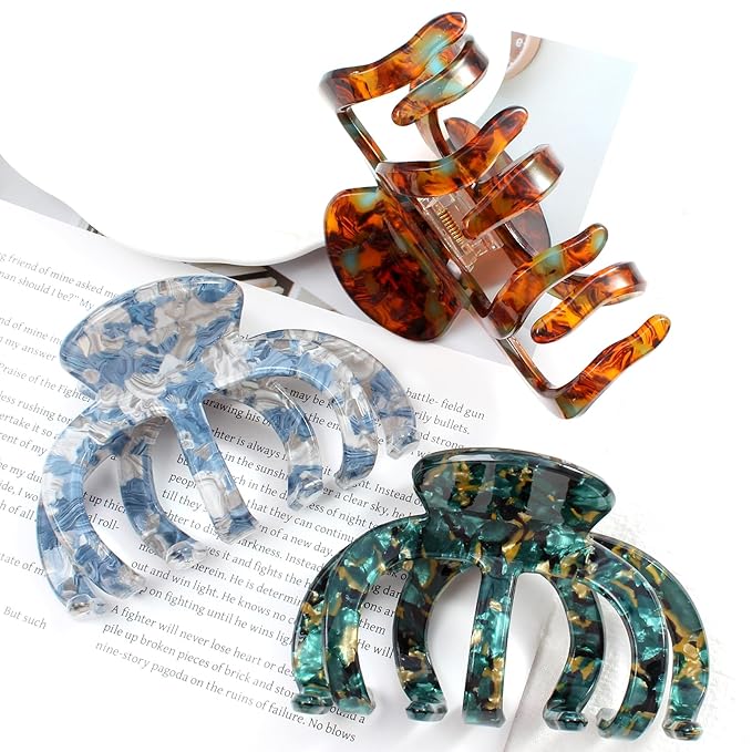 Extra Large Octopus Hair Clips for Women - Ideal Gift Cute & Stylish Claw Clips for Thick Hair, Non-slip Strong Hold Jaw Barrettes Unbreakable Jumbo Octopus Hair Clamps Accessories - 3 PCS