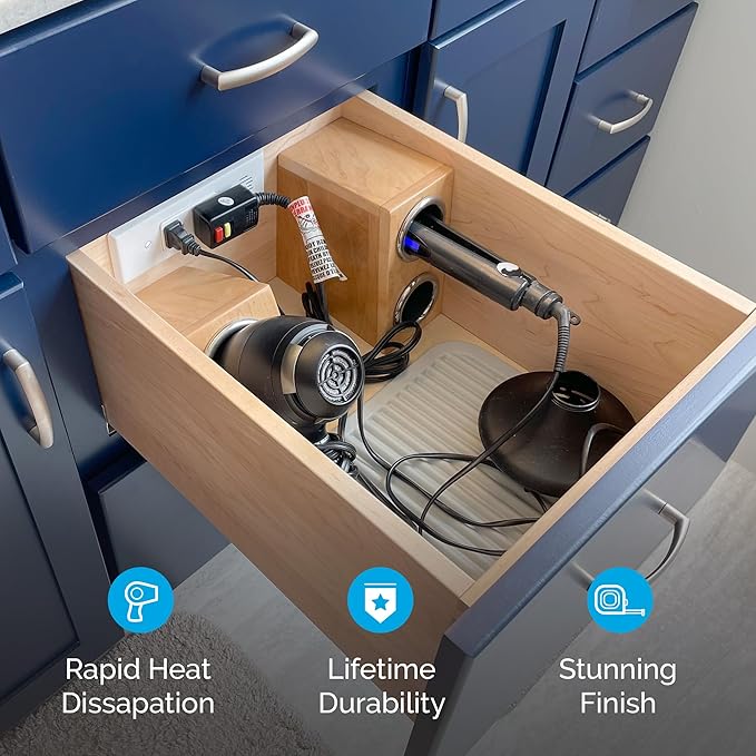 Docking Drawer 5" Stainless Steel Canister for Hot Tools, Capped Design, Safely Stow Styling Tools