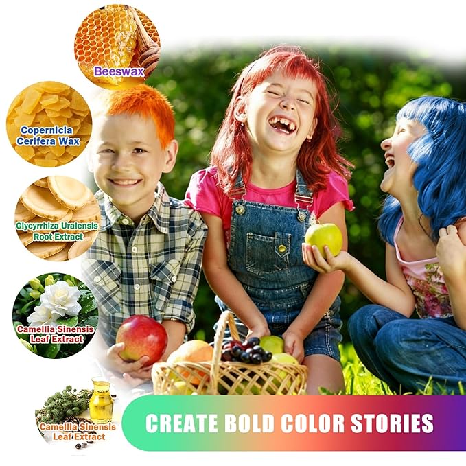 4 Colors Temporary Hair Color Wax for Christmas Party, Stocking Stuffers-DIY Washable Natural Instant Hair Color for Women Temporary Hair Dye for Kids Teens Women Men (Red&Orange&Claret&Purple 5 pcs)
