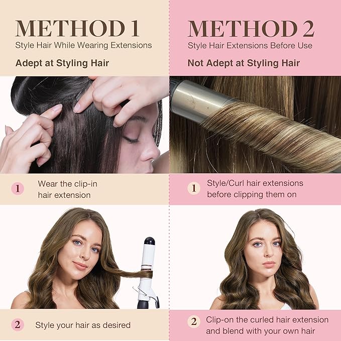 GOO GOO Clip in Hair Extensions Real Human Hair, Remy Human Hair Extensions Clip ins for Women, Natural Human Hair, 14inch 110g 7Pcs, 2C/4E/6C Brown Sugar Swirl Highlights