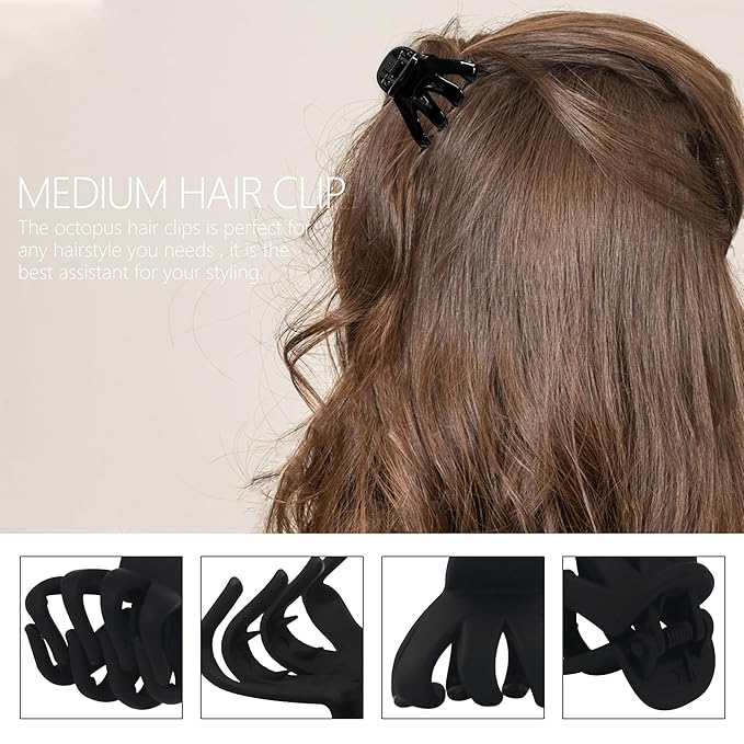 4cm Claw Clips Medium Small Octopus Hair Clips, 9 Pcs Colorful Small Plastic Claw Clips Durable Non-slip for Women and Girls Styling Short Long Curlys Hair.