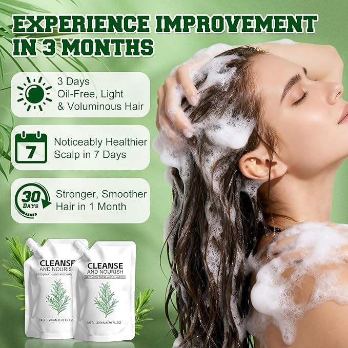 Rosemary Amino Acid Shampoo,Hair Growth Shampoo for Thinning Hair Women and Men Hair Loss,Rosemary Shampoos,Controls Oily,Strengthen Scalp with Natural formula 6.76 fl.oz- 2 Packs (200ML)