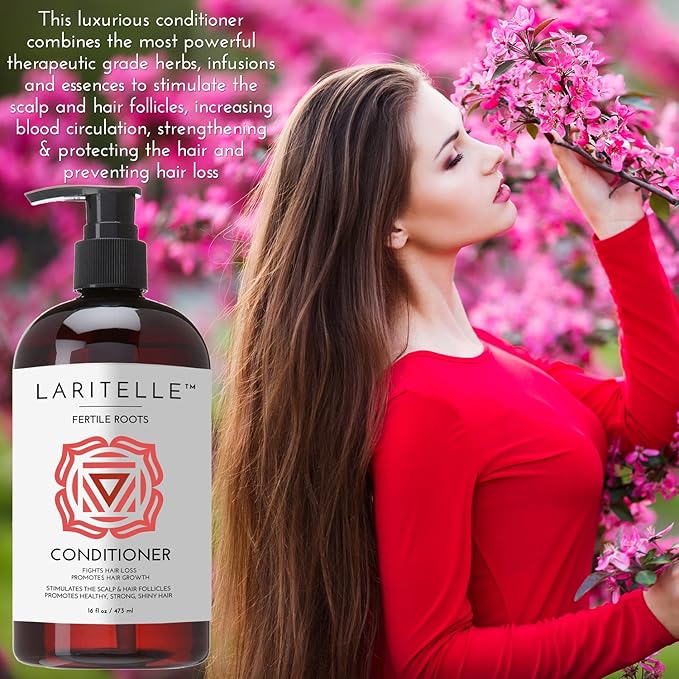 Laritelle Organic Anti-Thinning Conditioner | Fortifying, Strengthening & Rejuvenating | Prevents Hair Loss and Shedding, Promotes New Hair Growth | Ayurvedic Herbs, Lavender, Ginger, Rosemary