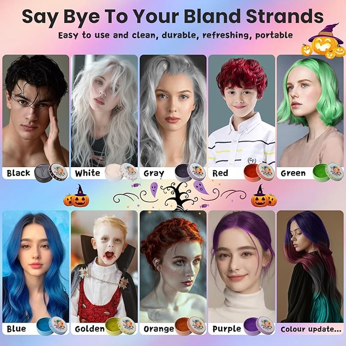 Temporary Orange Hair Color Wax for Kids, Women, Men - Washable Styling Mud, Instant Coloring Gel Cream for Girls, Boys, Teens - DIY Dye for Cosplay, Halloween, Children's Day