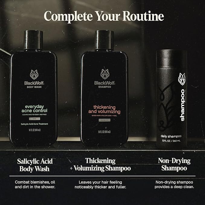 Black Wolf Sonic Scalp Head Massager & 100% Pure Argan Oil Bundle - Hair Care Products for Healthy Looking Hair & Scalp - Men's Shower & Bathroom Essentials Set