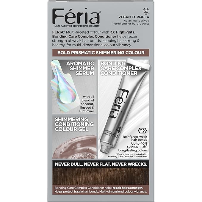 L'Oreal Paris Feria Multi-Faceted Shimmering Permanent Hair Color, 60 Crystal Brown (Light Brown), Pack of 1 Hair Dye Kit