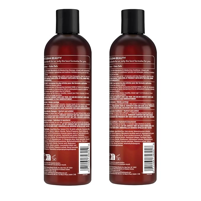 HASK Macadamia Oil Moisturizing Shampoo + Conditioner Set | For All Hair Types, Sulfate-Free, Paraben-Free, Gluten-Free, Cruelty-Free, Color Safe | 12oz each