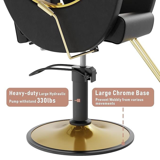 Barber Salon Chair for Hair Stylist, Height Adjustable Hydraulic Hair Reclining Salon Chairs, 360 Degrees Rotation, Multi-Function Shampoo Chair for Barbershop (Modern Black)