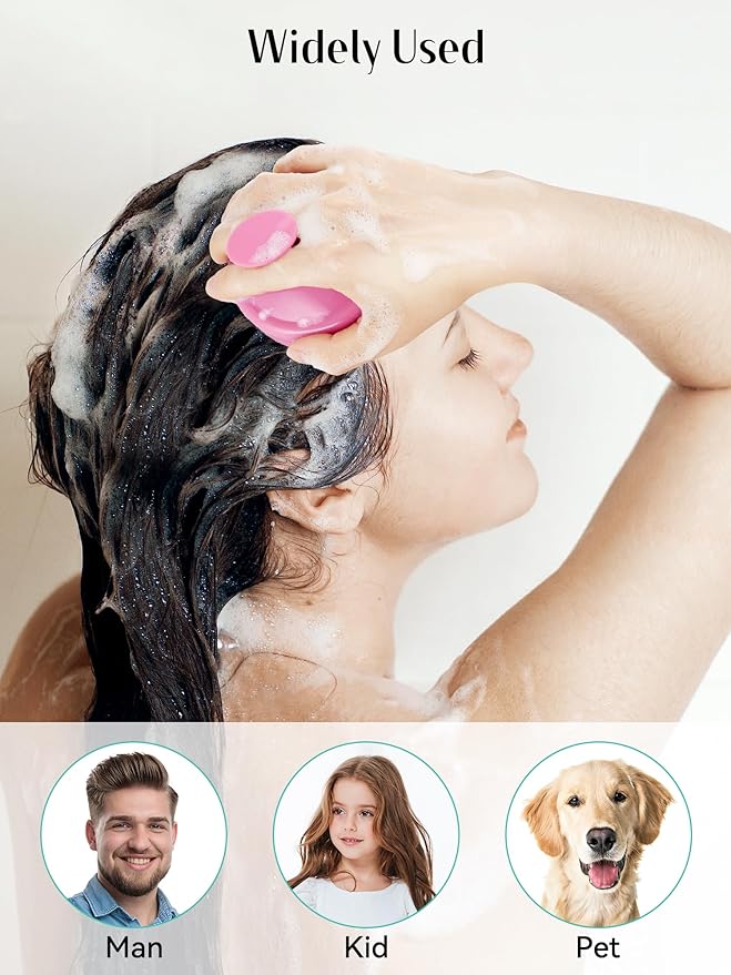 HEETA Scalp Massager Hair Growth 2-Pack, Soft Silicone Scalp Scrubber Shampoo Brush for Exfoliation Dandruff Removal Head Massage Stress Relax, Wet & Dry Use for Women Men Thick Thin Curly Hair Care
