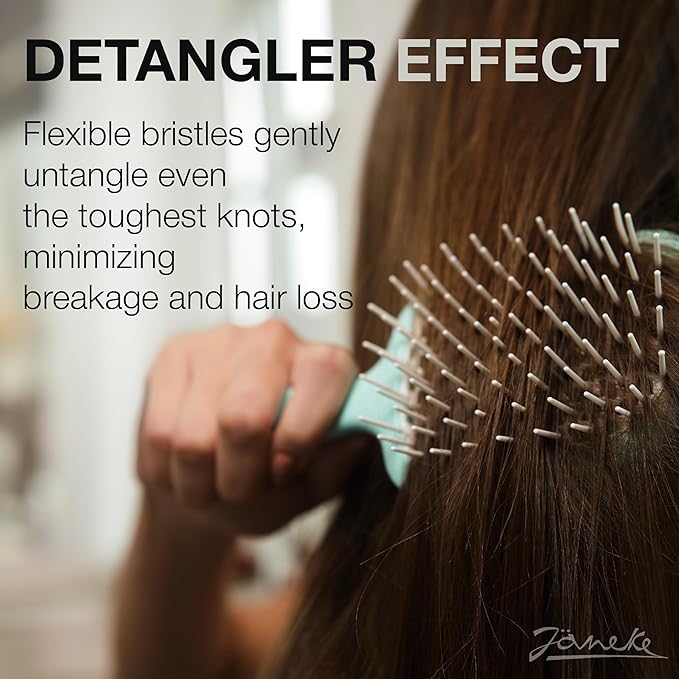 Janeke Superbrush Detangling Brush for Soft Smoothing Hair Brushing with Anti-Static Bristles - Vented Wet Hair Brush for Blow Drying Use - for Curly, Thick, Wavy, Fine Hair Types (Bright Pink)