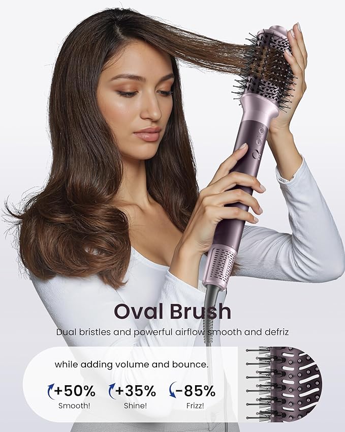 Dual Voltage Hair Dryer Brush for Travel – 5 in 1 Air Styler with High-Speed Blow Dryer, Anti-Frizz, Compact Design with Travel Bag, Ideal for Europe & Worldwide Use (100V–240V) Gift for Women