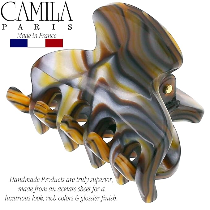 Camila Paris CP3067 French Hair Clip for Women, Handmade, Onyx, Small, Girls Hair Claw Clips Jaw, Durable Styling Hair Accessories for Women, Strong Hold No Slip Grip, Made in France