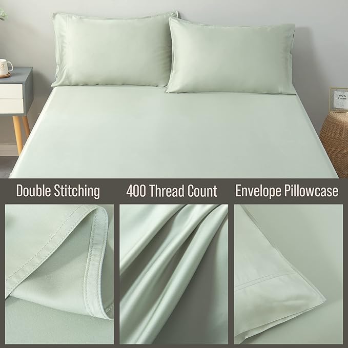 Bella Coterie | Luxury Bamboo Viscose Queen Size Pillowcase Set | 100% Organically Grown | Ultra Soft | Cooling | 2 Pcs [Sea Glass]