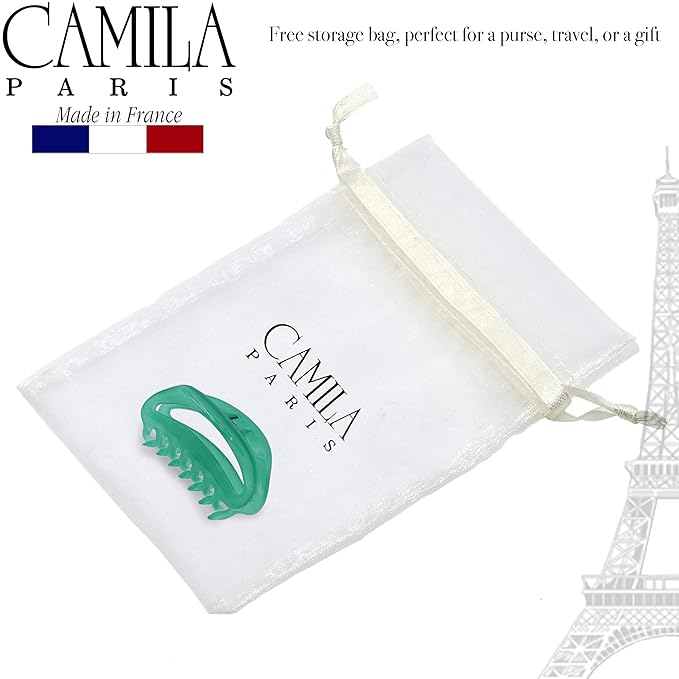 Camila Paris CP3079 French Hair Clip for Women, Green, Girls Hair Claw Clip Jaw Fashion Durable and Styling Hair Accessories for Women, Luxury Ladies Strong Hold No Slip Grip Clamp, Made in France