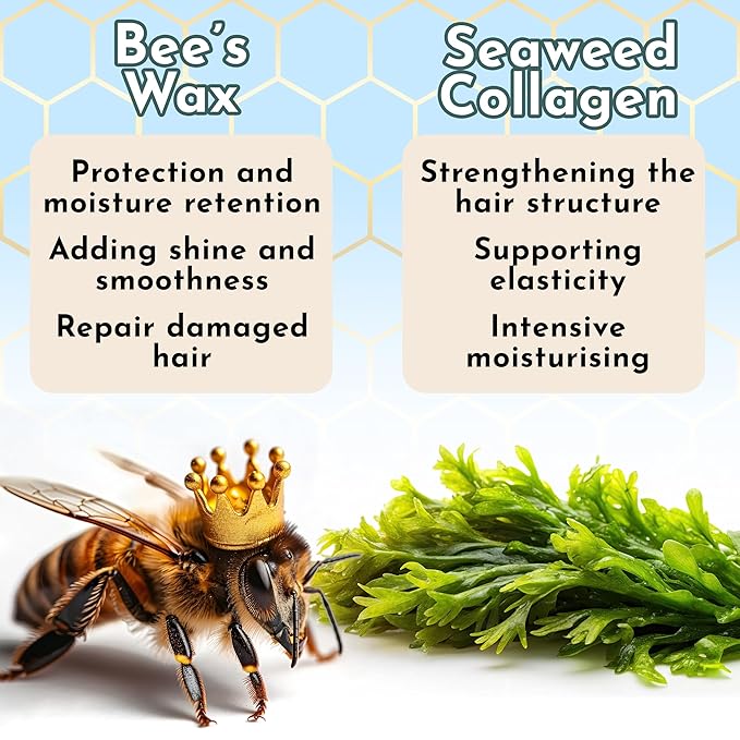 HAIR MASK FOR DAMAGED HAIR TREATMENT Japanese BTX - 8.8 oz Collagen & Keratin Treatment with Beeswax & Seaweed, Intense Hydration, Anti-Frizz,Formaldehyde-Free,Protein Repair for Dry Hair