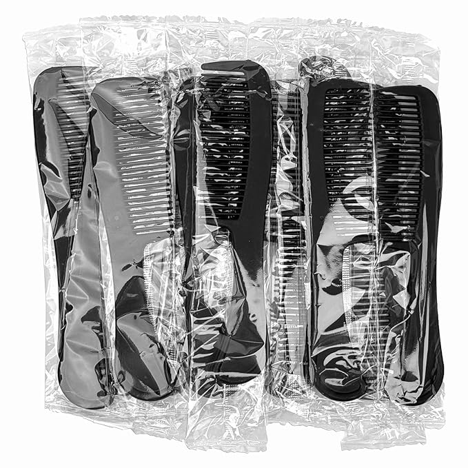 Bulk Hair Combs, Combs Individually Wrapped, Hair Combs in Bulk for Women, Kids, Hotel, Airbnb, Shelter, Homeless, Charity, and Church (Black) (5.9 inches, 250, Count)