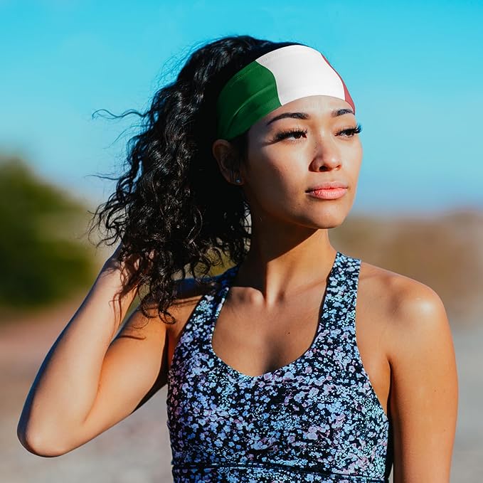 Suddora Country Flag Headbands, Wide National Flag Headbands for Sports Events, Non-Slip Fabric Sweatbands for Soccer, Tennis, Workout, Costume