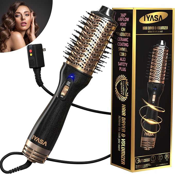 Premium 4-in-1 Oval Blow Dryer Brush, One-Step Hot Air Brush for Smooth, Hair Dryer & Volumizer, Salon Quality, Ionic Blow Dryer Styler & Straightener, Anti-Frizz, Large 3" Barrel, 13" Long