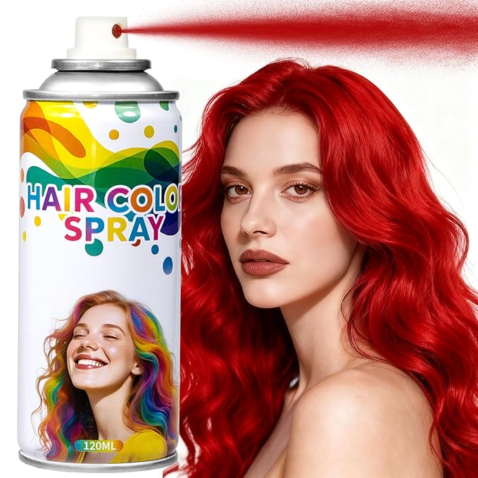 Red Temporary Hair Color Spray - Washable & Natural One-Time Use Hair Wax for Women & Kids & Adults - Strong Hold for Halloween, Cosplay, Party, Washes Out Easily