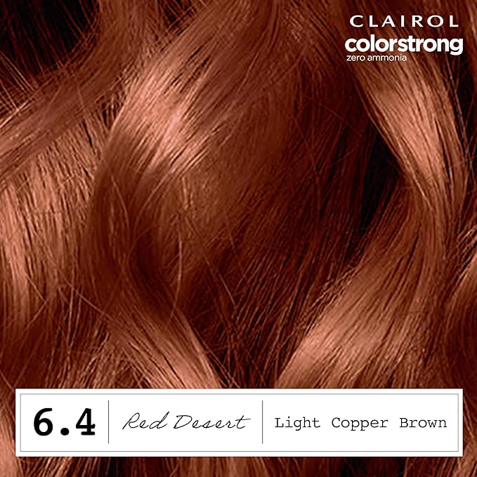 Clairol ColorStrong Permanent Zero Ammonia Hair Dye, 6.4 Light Copper Brown - Red Desert Hair Color, Pack of 1