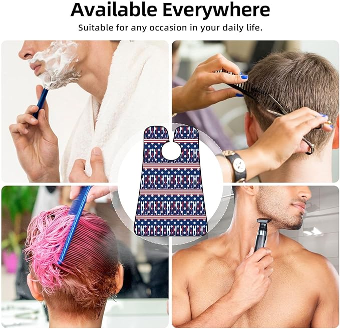 Ultimate Shaving Bib, Beard Trimming Apron with Hair Catcher, Baseball Sport American Flag