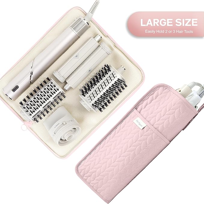 Hot Tools Organizer Heat Resistant Mat Case Hair Tools Holder Travel Bag Portable Hair Styling Tools Cover Pouch for Curling Iron,Flat Iron,Hair Straightener (Pink)