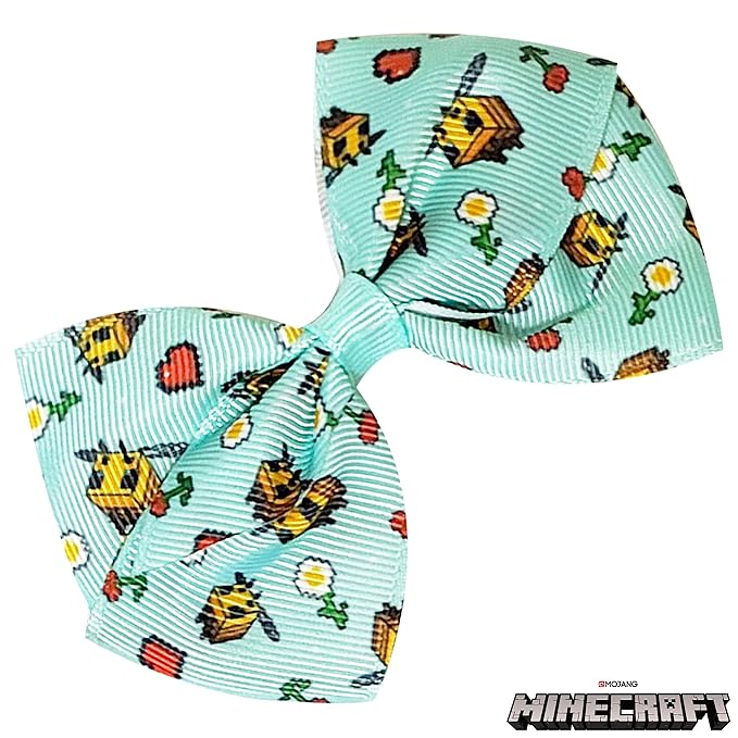 LUV HER Minecraft Kids Hair Bows - 7 Pcs 4 Inch Bundle - Hair Accessories Gift Set - Hair Bows for Kids - Multicolor Hair Clip with Alligator Clip - Ages 3 +