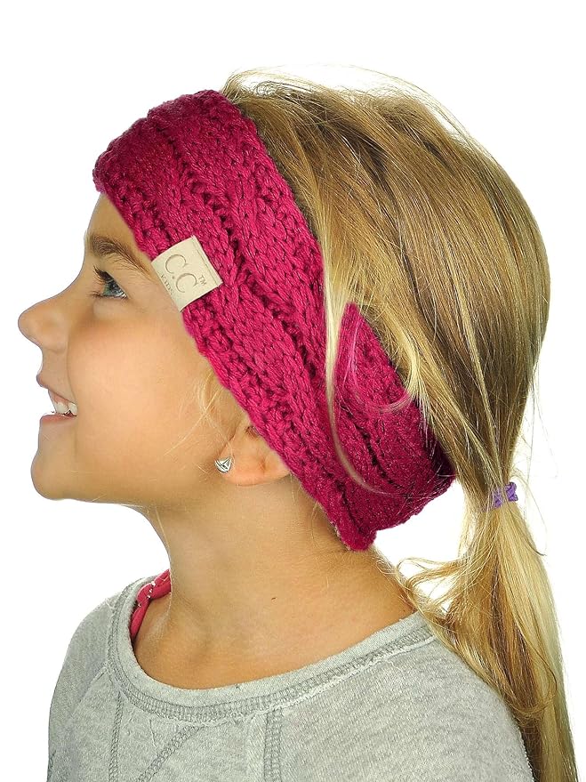 C.C Children's Kids' Winter Warm Cable Knit Fuzzy Lined Ear Warmer Headband