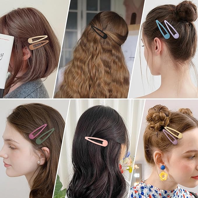 24 PCS 2.36 In Metal Snap Hair Barrettes For Women Water Drop Shape Hair Clips For Thick Thin Fine Hair,Matte Multiple Colors