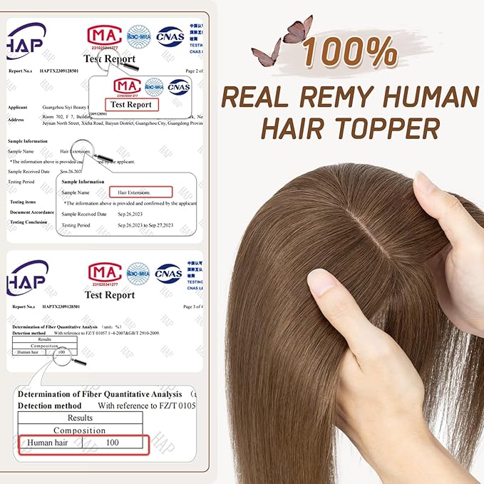 Rich Choices Real Human Hair Toppers for Women With Bang 100% Remy Human Hair Topper for Thinning Hair Clip in Silk Base Hair Topper 14 Inch #4R Chestnut Brown