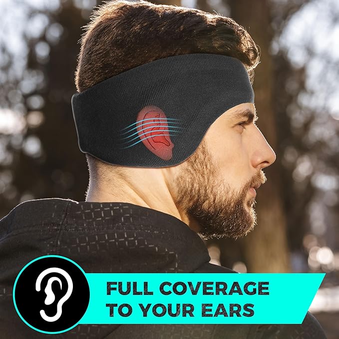 WTACTFUL Double-Layer Fleece Pro, Ear Warmers Muffs Cold Weather Winter Headband Ear Covers for Men Women Ski Running Cycling