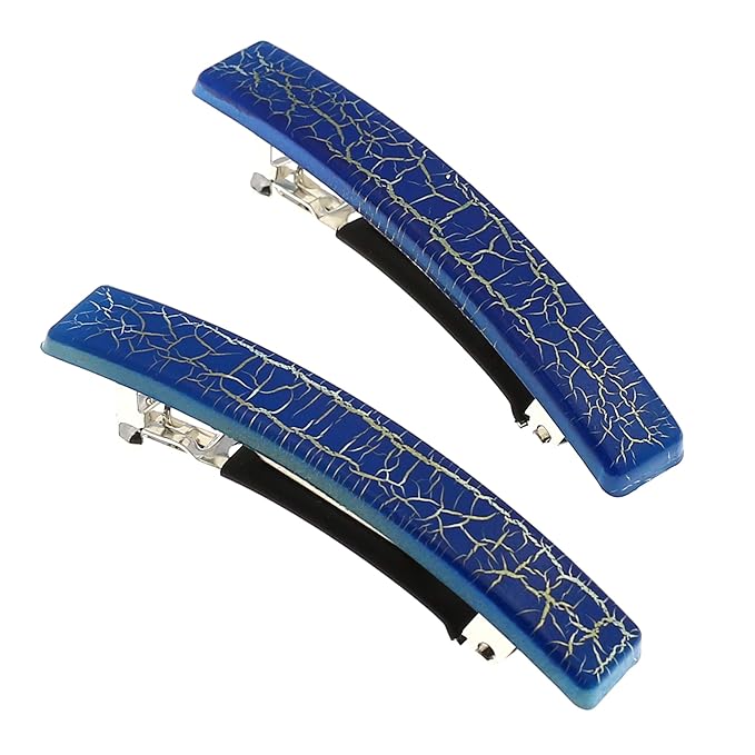 Camila Paris CP2956 French Hair Barrette Clip for Girls, Set of 2 Rubberized Metal Clasp Strong Hold Grip Hair Clips for Women, No Slip and Durable Styling Girls Hair Accessories, Made in France