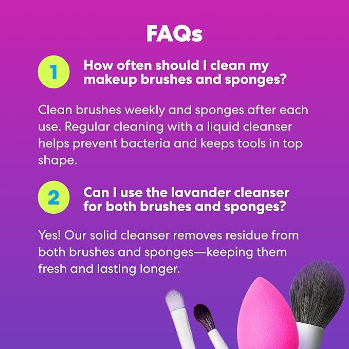 Beautyblender Blendercleanser Tool Scrub Solid Cleanser – Lavender Makeup Sponge & Brush Cleansing Bar – Hand, Sponge, and Brush Cleanser, Removes Makeup & Buildup, Travel-Friendly, 1 oz