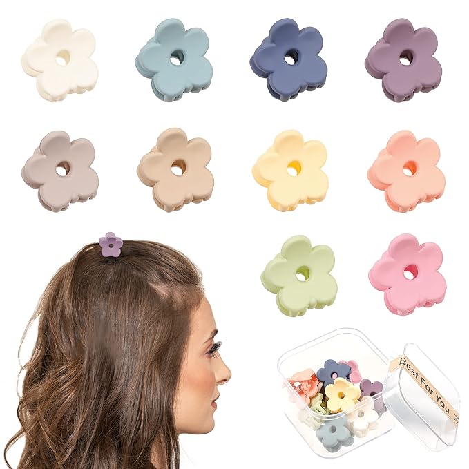 Small Hair Clips for Thin Hair - Mini Flower Clips, Tiny Strong Hold Cute Jaw Clips, Nonslip Hair Styling Accessories with Box