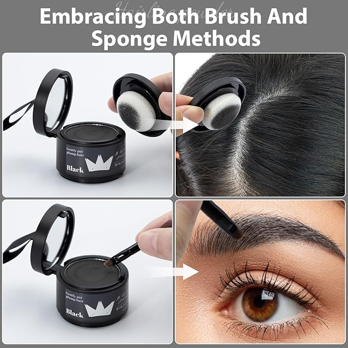 2 Pack Hairline Powder for Women and Men, Used to Root Touch Up Hair Color, Thinning and Gray Hair Coverage and Bald Spots Coverage, Black