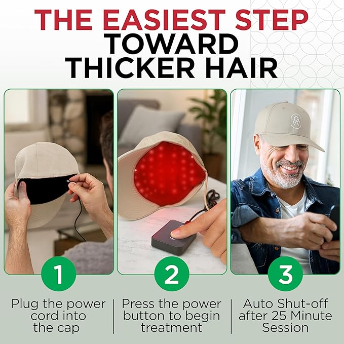 Red Light Therapy Hair Growth Cap – FDA Cleared Laser Treatment for Hair Regrowth and Reduced Shedding – LED & Laser Red Light Therapy Clinically Proven in Double-Blind Studies -Beige
