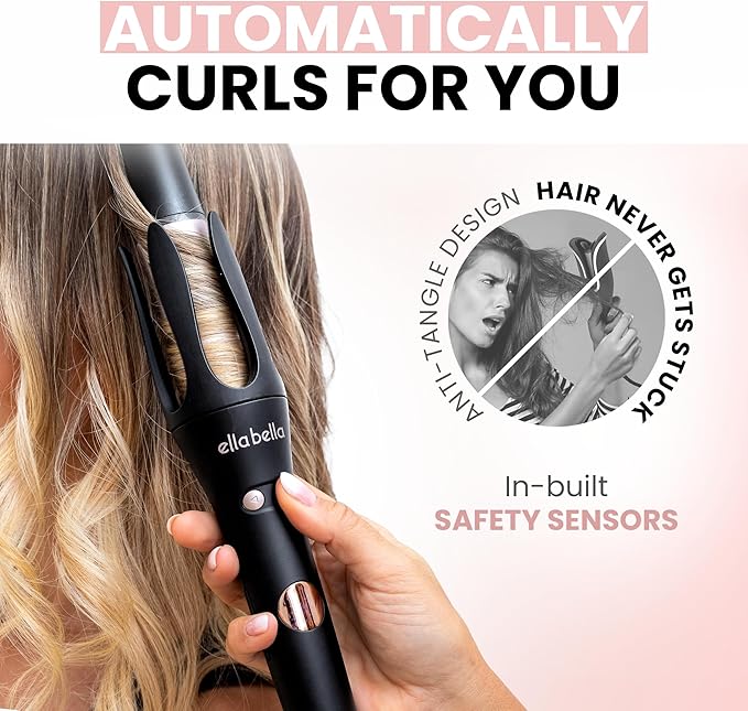 ELLA BELLA® Automatic Rotating Curling Iron • Auto Hair Curlers • Easy to Use • Digital Display to Accurately Control Temperature • Transform Your Look in Seconds • Ideal for Longer Hair