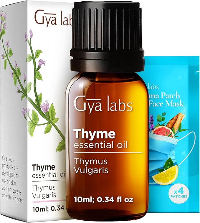 Gya Labs Thyme Essential Oil - 0.34 Fl Oz - for Hair, Skin, Diffuser, Aromatherapy & DIY Candle Making Scent