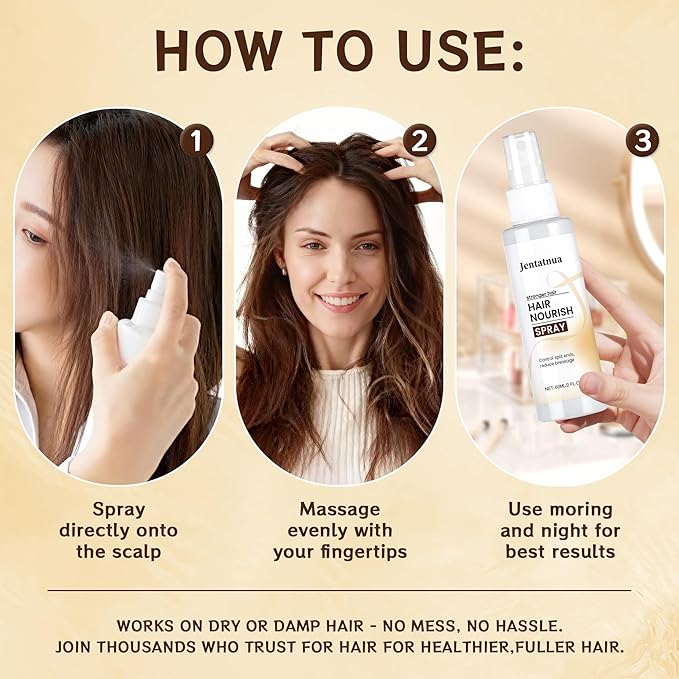 Hair Growth Spray, Natural Hair Growth Serum for Women With Rosemary Oil and Biotin Hair Oils, Prevent Hair Thinning & Anti-Hair Loss Treatment for Women & Men, Non-Greasy, 60ml Bottle