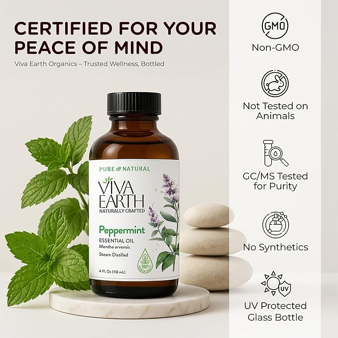 Peppermint Essential Oil – Pure and Natural Peppermint Aroma for Diffusers, Aromatherapy, Hair and Scalp Care, Skin Care, Massage Oils, Soap and Candle Making – with Dropper, 4 oz