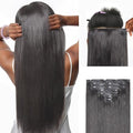 LUVME 0.59mm Zero Trace Invisible Clip in Hair Extensions, Silky Straight 2 Pack 7 Pcs 100g 18 Inch, 100% Real Human Hair Clip Ins, Invisible Multi Piece Design with Fullness for Daily Wear