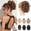 REECHO Ponytail Extension, 9" Claw Clip in Short Curly Wavy Pony Hair Extension Jaw Clip on Pony Tail HP001 Hairpiece for Women - Dark Copper