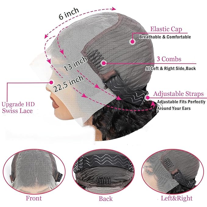 24 Inch Chocolate Brown Deep Wave Lace Front Wigs Human Hair Pre Plucked 200% Density 13x6 HD Lace Frontal Wigs with Baby Hair Deep Curly Wet and Wavy Glueless Wigs for Women (4# Brown, 24 Inch)