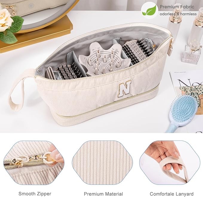 Initial Personalized Hair Dryer Case,Double-Layer Hair Tools Travel Carrying Case for Shark FlexStyle with Hair Dryer Bag- Hair Air Wrap Dryer Case Flat Curling Iron Travel Organizer Gift